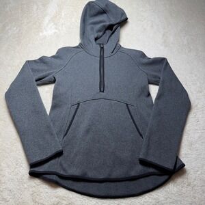 Lululemon Size 6 Athleisure Fleece & Thank You Hooded Sweatshirt Gray 1/4 Zip